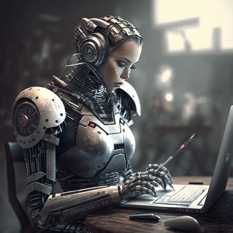 AI Robot Writing Content