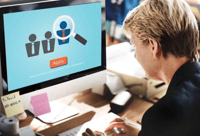 Illustration showing AI algorithms matching job seekers with positions