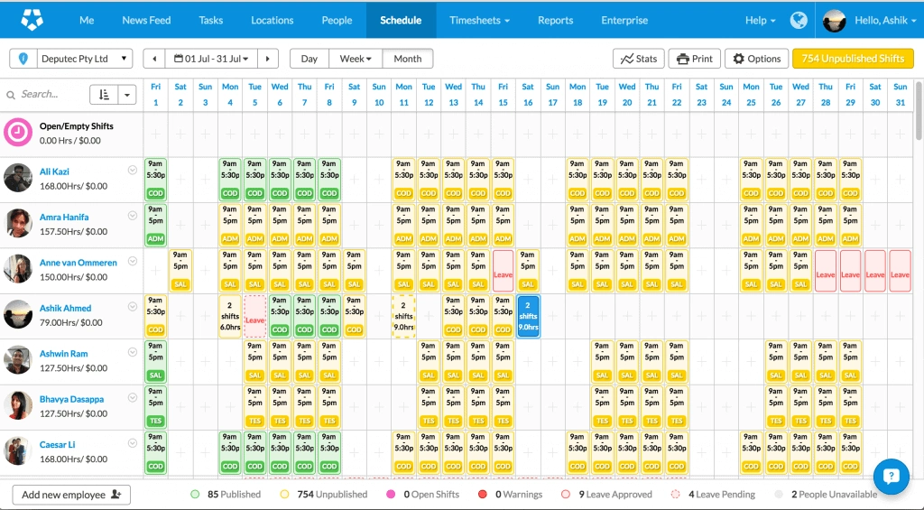 Deputy small business scheduling software