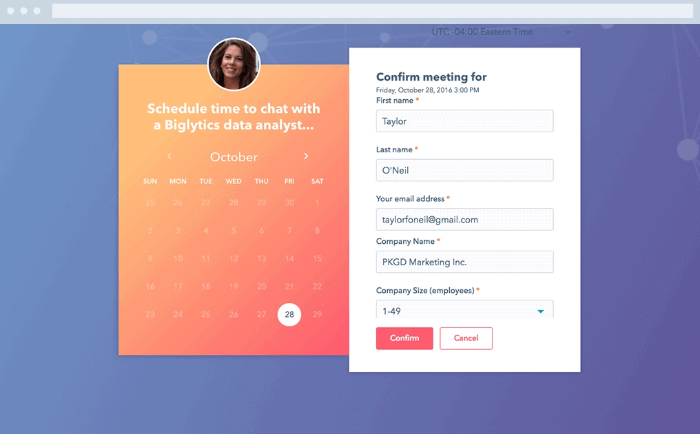 HubSpot meetings app to schedule team appointments