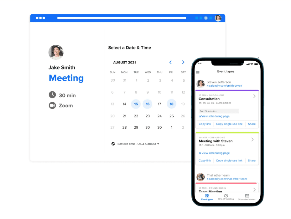 Calendly easy app to book online meetings with customers and colleagues