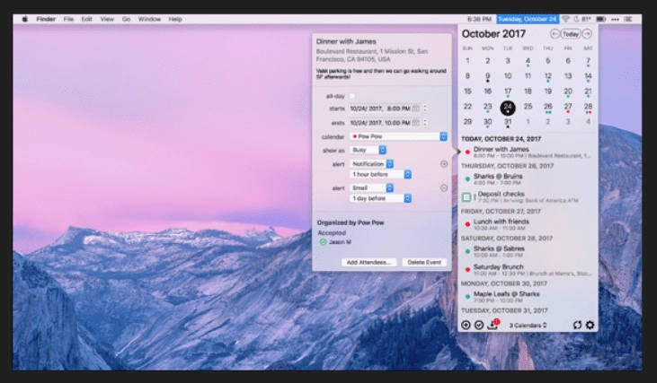 InstaCal calendar app for Mac