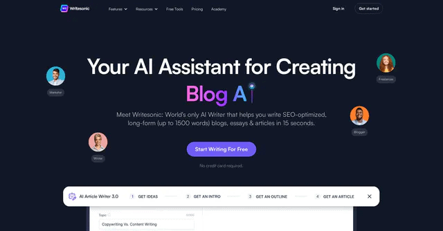 Writesonic AI platform for copywriters