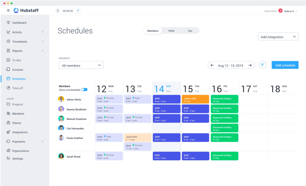 Hubstaff small business scheduling app