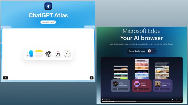 ChatGPT Atlas VS Microsoft Edge Copilot AI Web Browsers. Which is best?